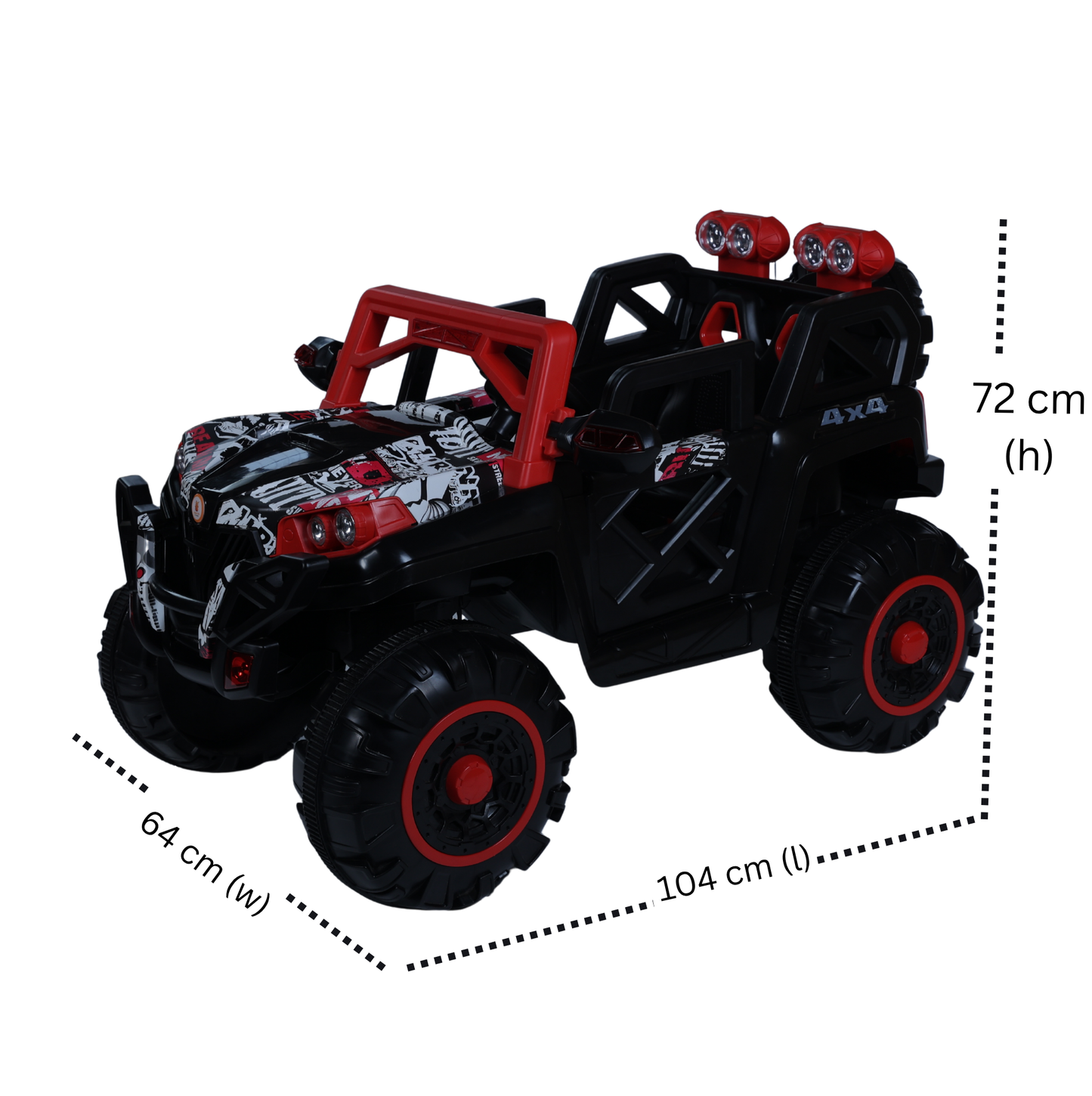 Keppz 4x4 Graffiti-Style Ride-On Jeep for Kids  Dual Motor, LED Lights, Music & Remote Control.