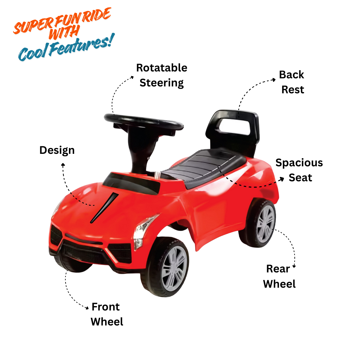 Keppz Ride-On Push Car for Kids  With Steering Wheel & Backrest.