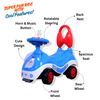Keppz Musical Push Ride-On Car for Kids Foot-to-Floor Car with Steering Wheel & Backrest.