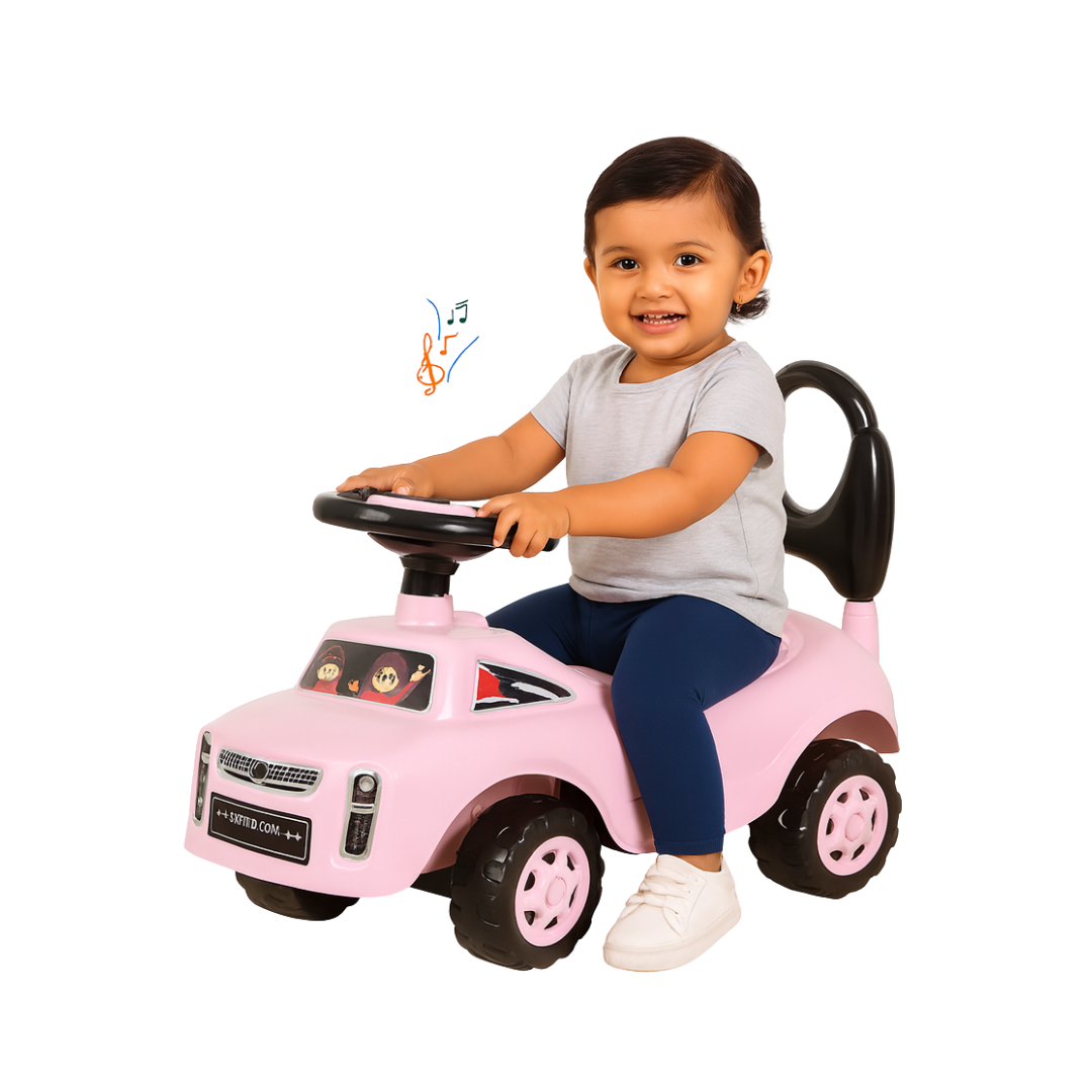 Keppz Musical Push Ride-On Sports Car for Kids  Mint Green & Black Foot-to-Floor Car with Steering Wheel & Backrest - Keppz