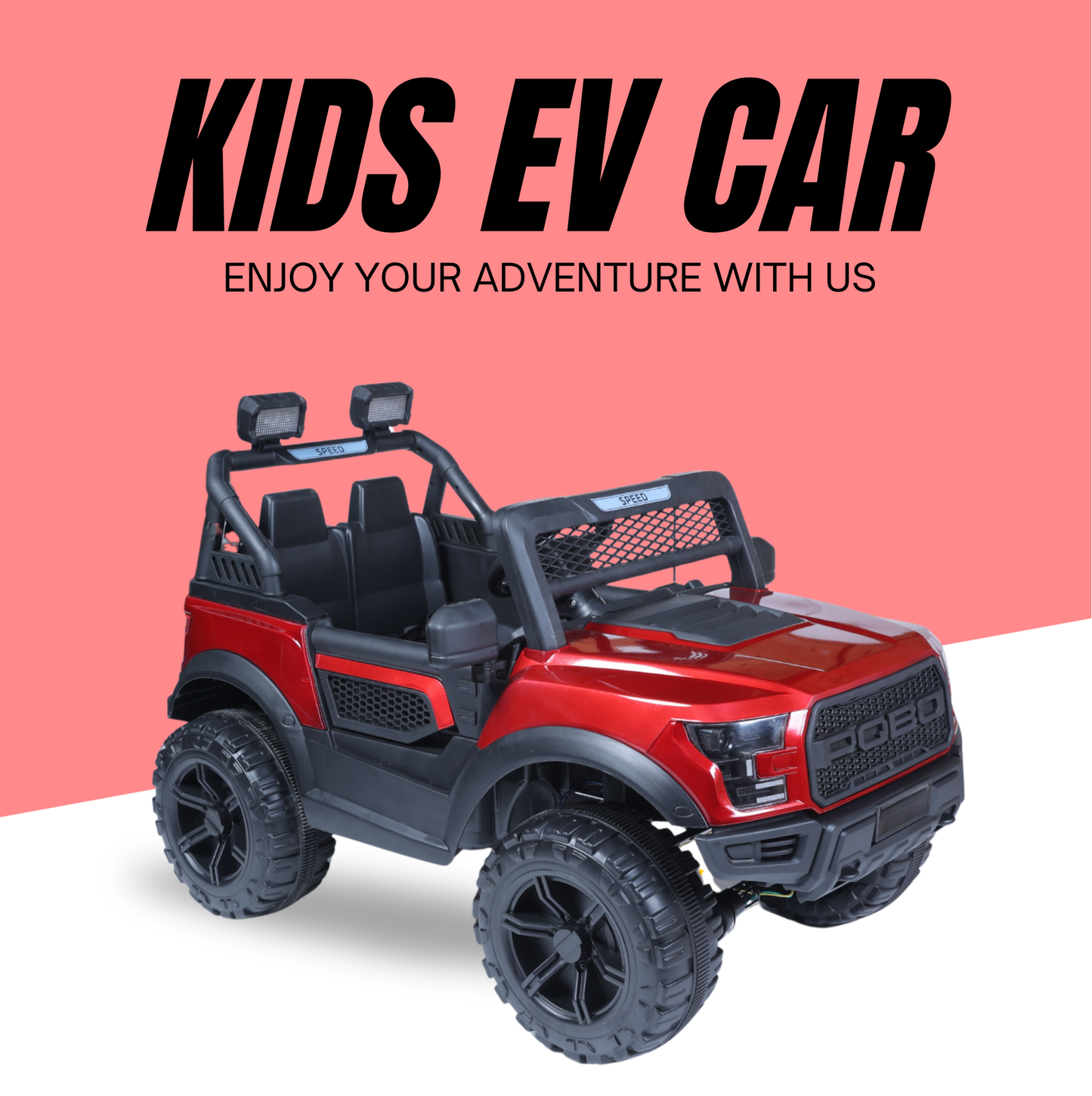 Keppz Black Jeep-Style Ride-On Car for Kids with Music, Lights, and Parental Remote Control - Keppz