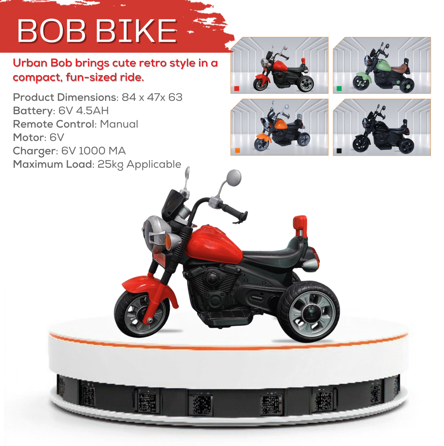 Keppz Harley-Style Ride-On Cruiser Bike for Kids. - Keppz