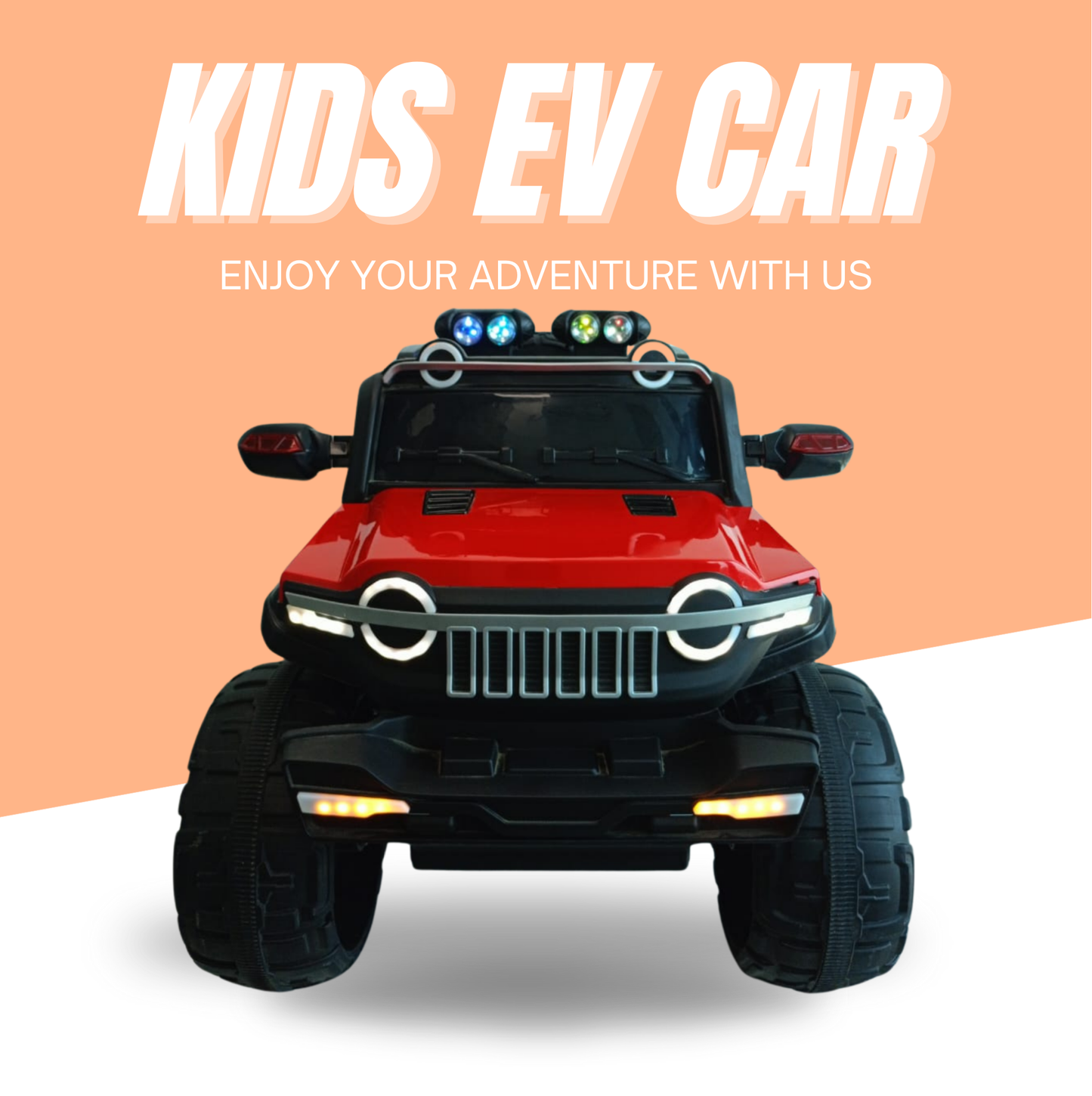 Keppz Kids Electric Ride-On Jeep  Red, 4-Wheel Off-Road Design - Keppz