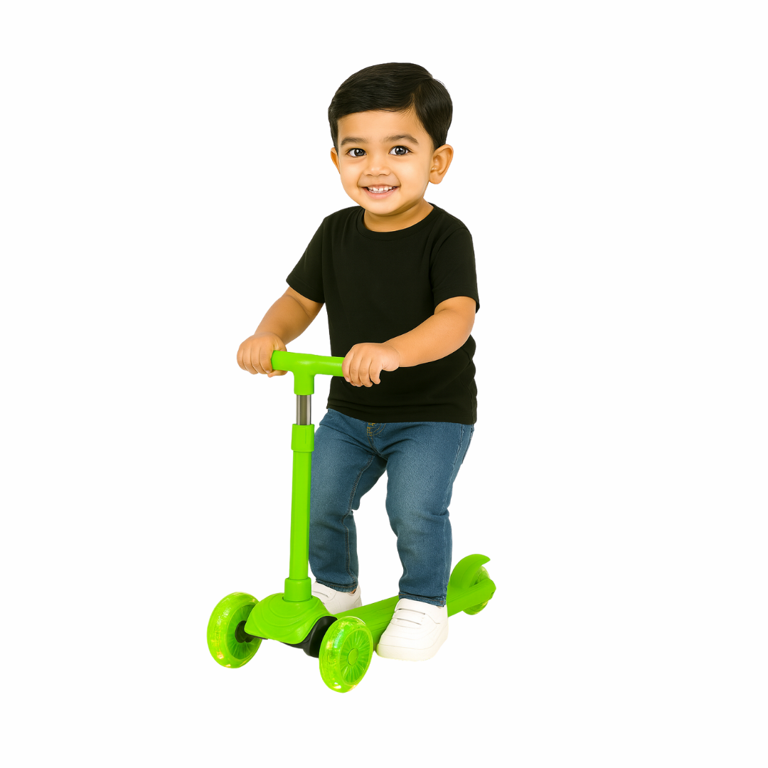 Keppz Kids 3-Wheel LED Scooter with Adjustable Height, Anti-Rust Aluminium Handle, and Brake Pedal. - Keppz