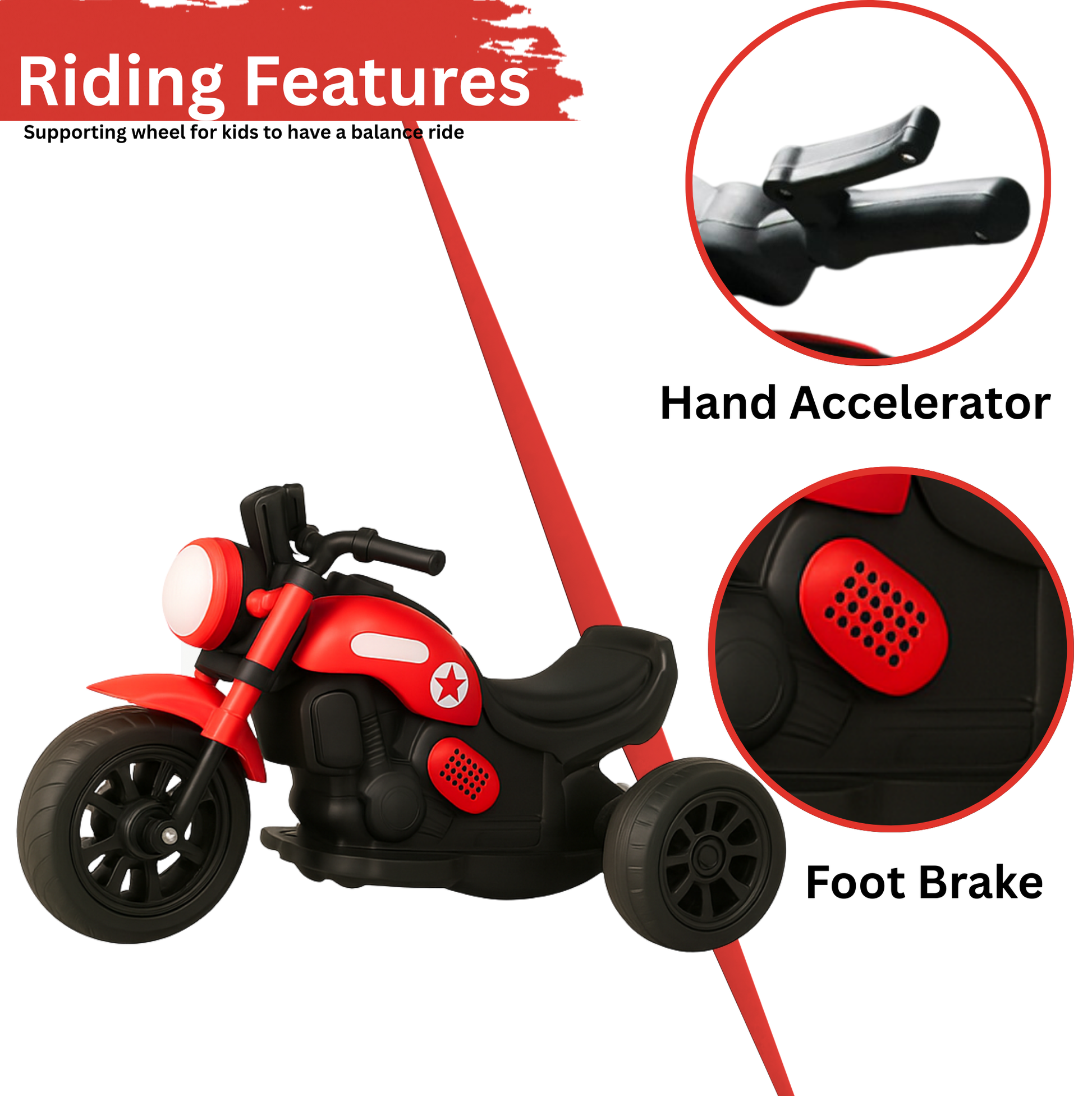 Keppz Yellow Battery Operated Ride-On Bike for Kids  With Headlight, Music & 3-Wheel Support. - Keppz