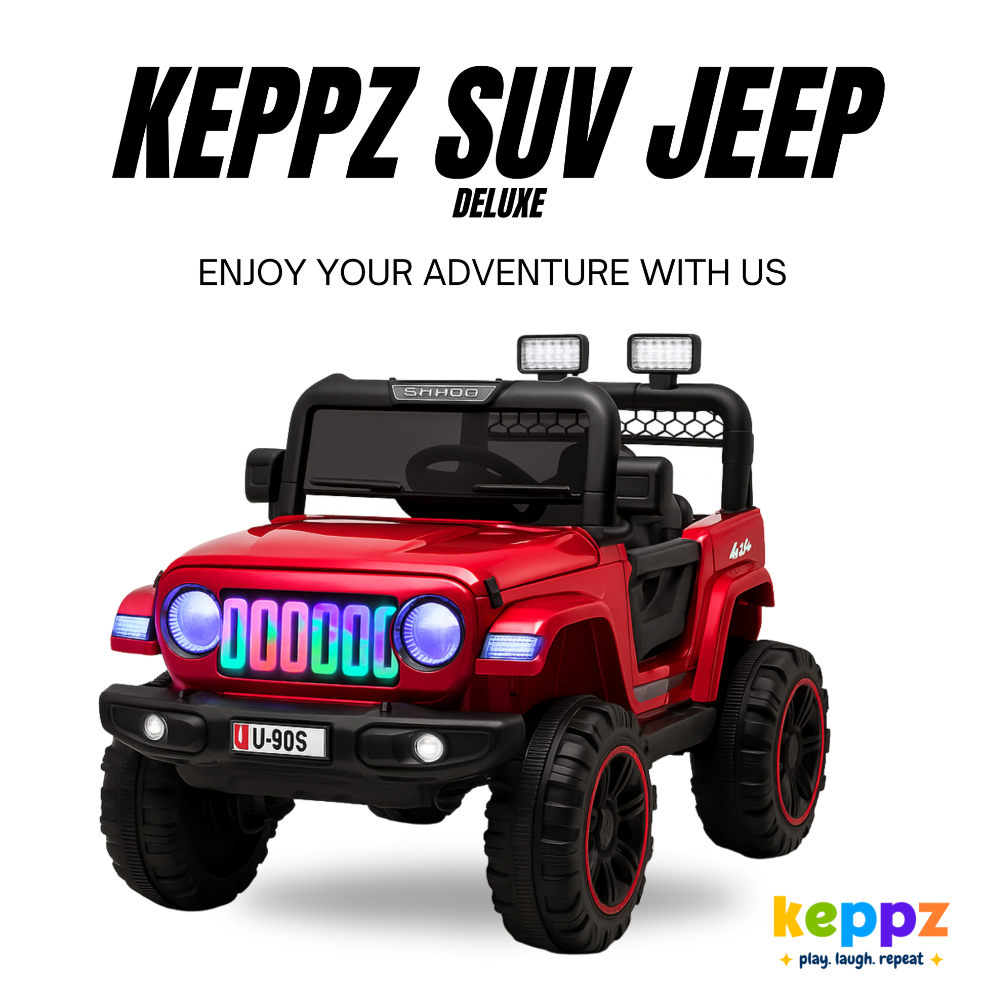 Keepz, Kids Electric Ride-On Jeep 4x4 with Music, Lights & Remote Control. Rechargeable Battery Powered Toy Car - Keppz