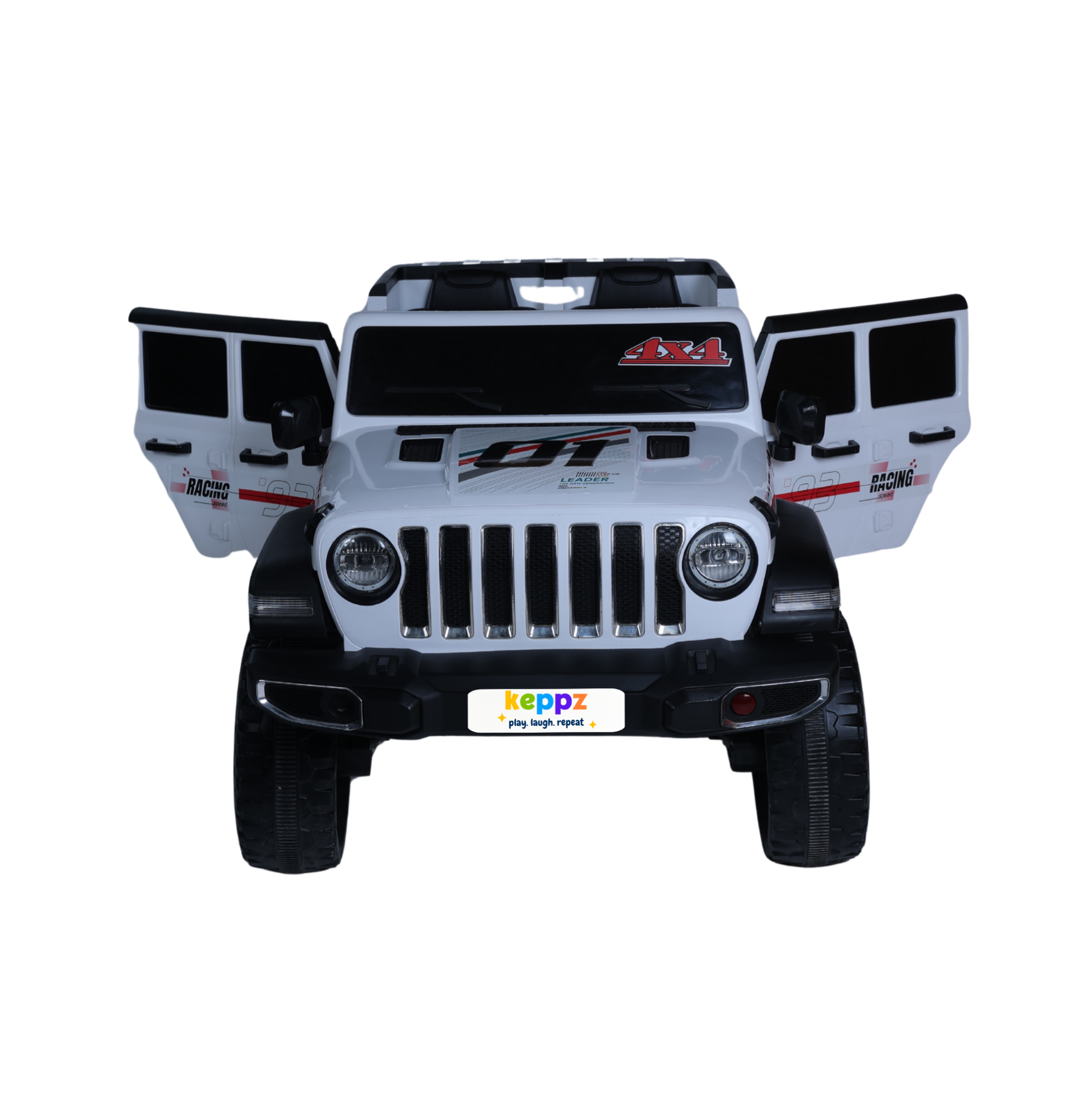 Keppz Battery Operated Jeep Style Ride-On Car with Double Doors, Remote Control & Music. - Keppz