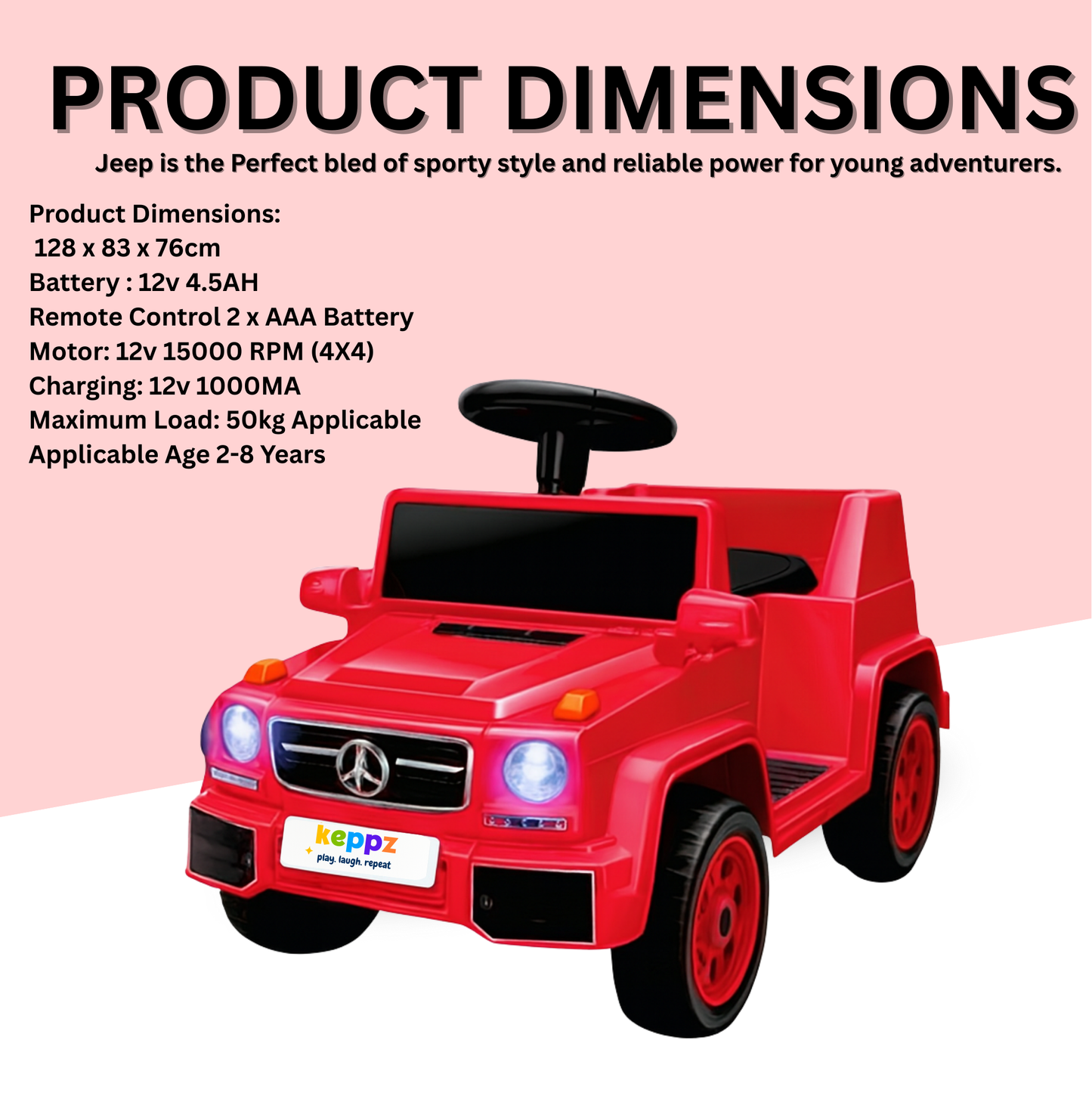 Keppz Ride-On G-Wagon Style Push Car for Kids with Lights & Storage. - Keppz