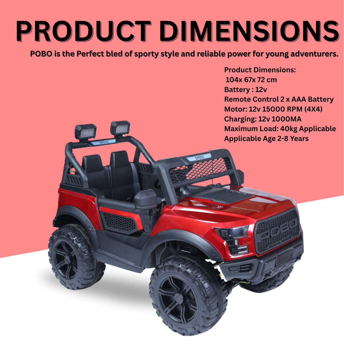 Keppz Black Jeep-Style Ride-On Car for Kids with Music, Lights, and Parental Remote Control - Keppz