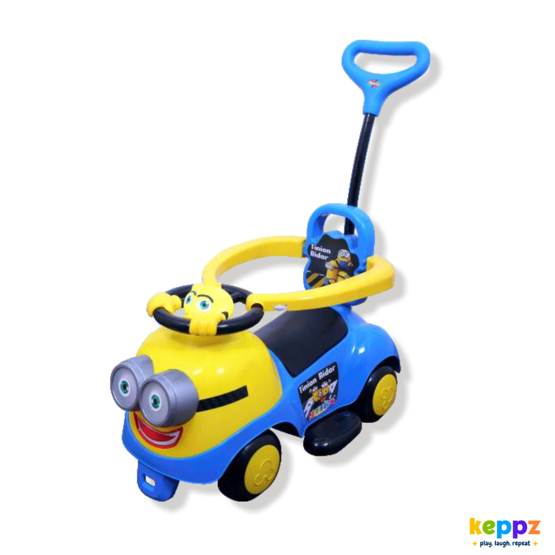 Keppz Piggy Push Ride-On Car for Kids with Handle   & Cream Foot-to-Floor Car with Safety Guard Rail - Keppz