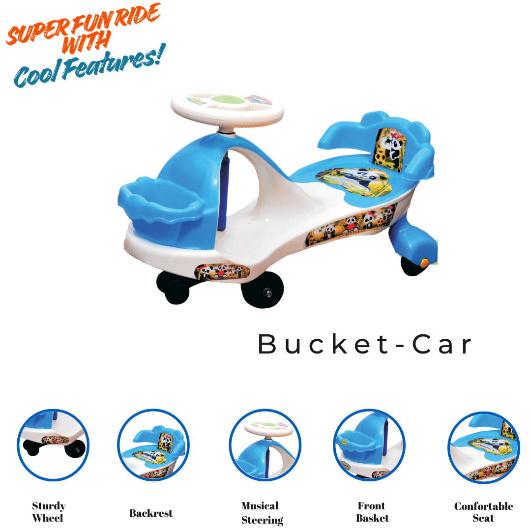 Keppz Kids Panda Ride-On Push-Car with Steering Wheel  Blue & White Push Ride for Boys & Girls