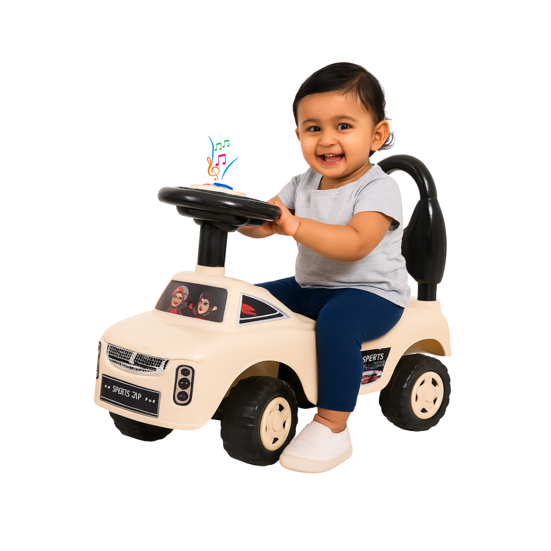Keppz Musical Push Ride-On Sports Car for Kids  Mint Green & Black Foot-to-Floor Car with Steering Wheel & Backrest - Keppz
