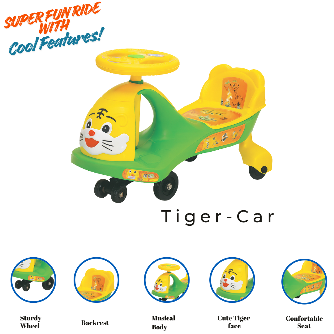 Keppz Tiger Ride-On Magic Push-Car for Kids  Adventure & Fun Scooter with Steering Wheel.