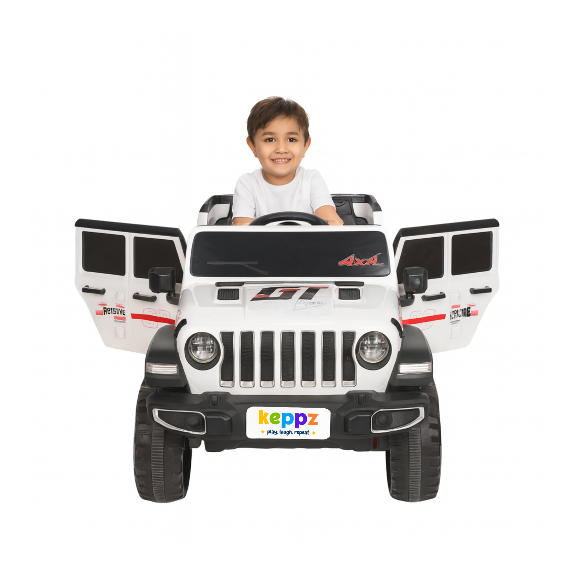 Keppz Battery Operated Jeep Style Ride-On Car with Double Doors, Remote Control & Music. - Keppz