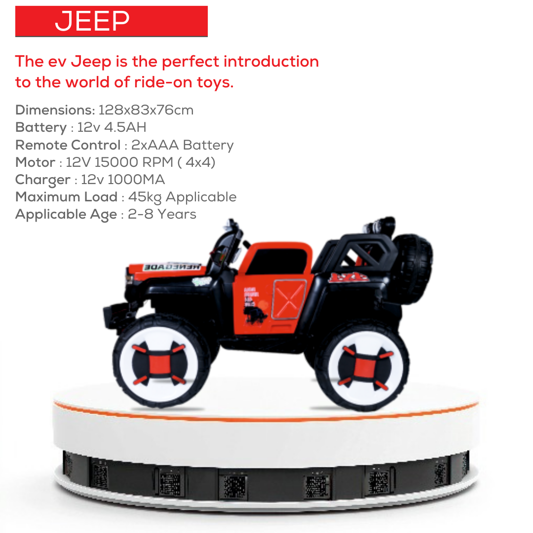 Keppz Kids Electric Ride-On Jeep  Red, 4-Wheel Off-Road Design - Keppz