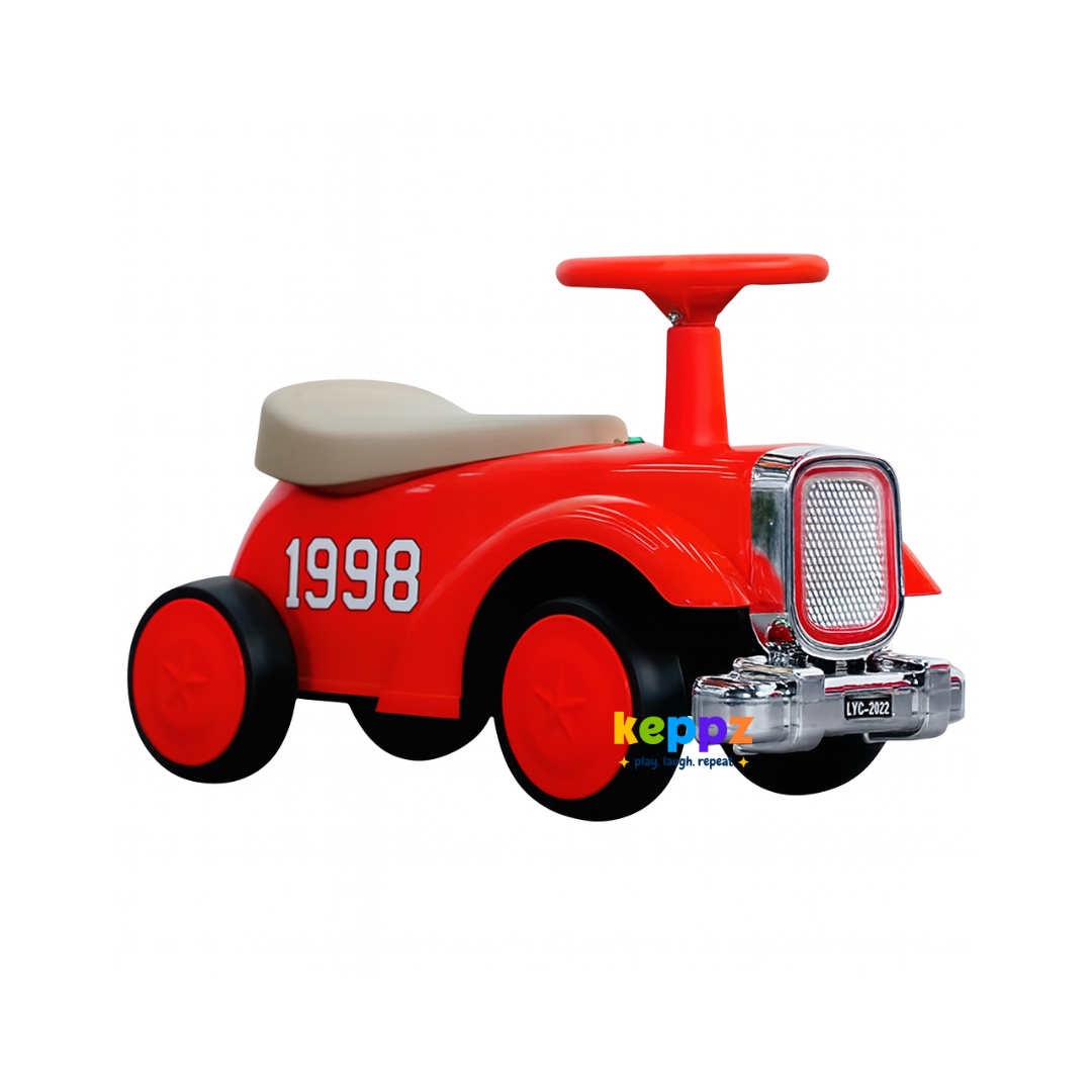 Keppz Vintage Ride-On Push Car for Kids  Classic Cream with Chrome Grille & Smooth Steering. - Keppz