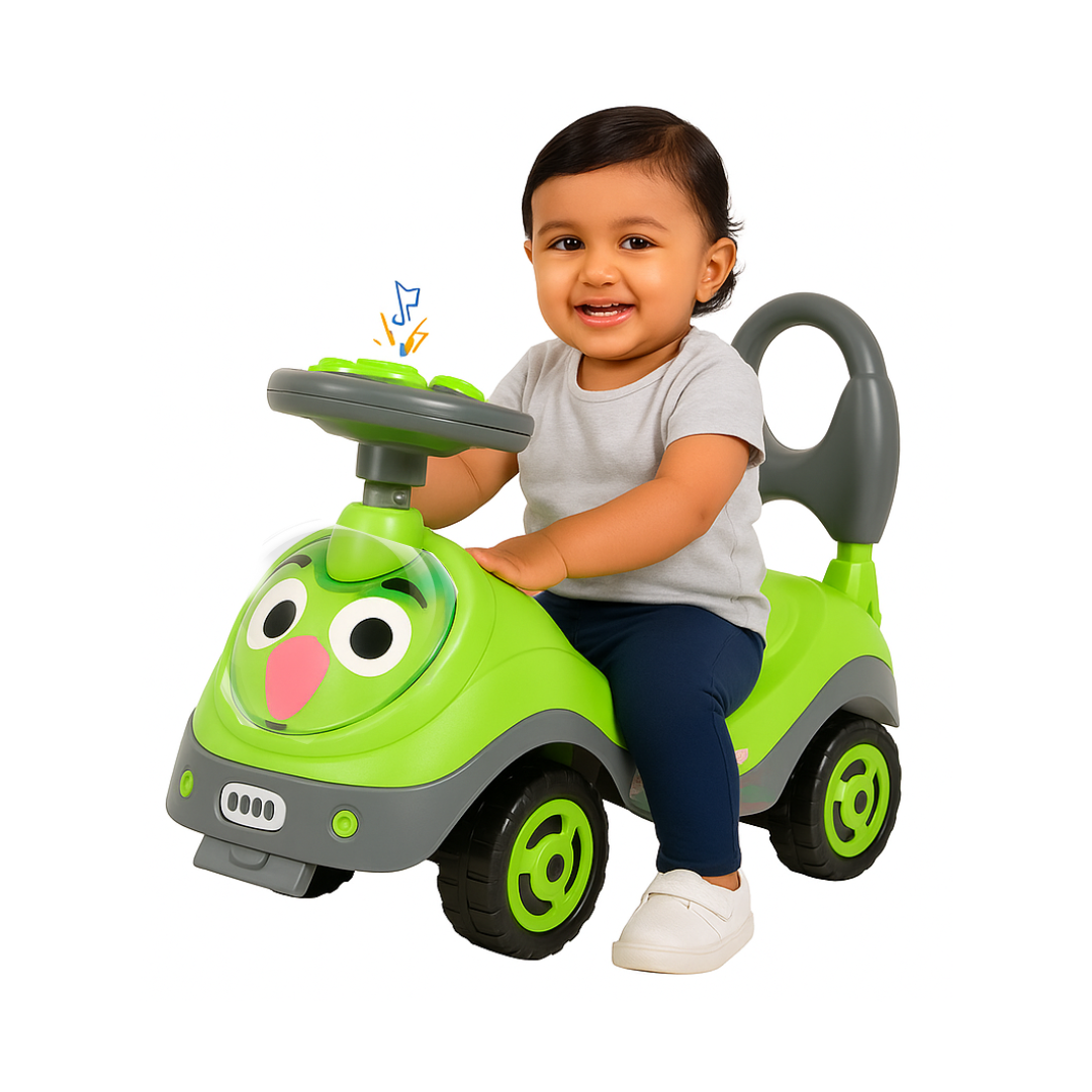 Keppz Musical Push Ride-On Car for Kids Foot-to-Floor Car with Steering Wheel & Backrest. - Keppz
