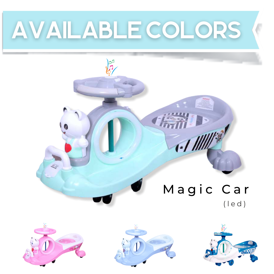 Keppz Musical Twist & Swing Car Ride-On for Kids Push and Pedal-Free Ride with Steering Wheel.