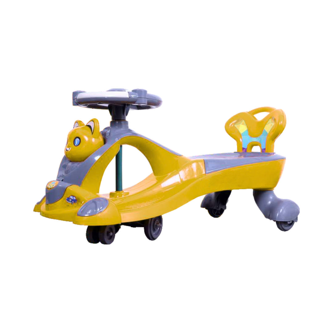 Keppz Kitty Twist & Swing Car Ride-On for Kids Push and Pedal-Free Ride with Steering Wheel. - Keppz