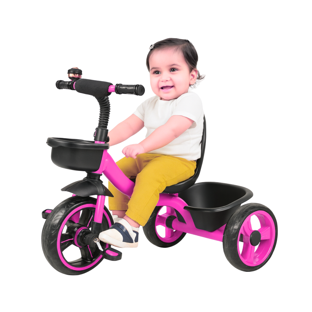 Keppz Kids Pedal Tricycle with Bell, Ergonomic Seat, and Rear Storage Basket. - Keppz