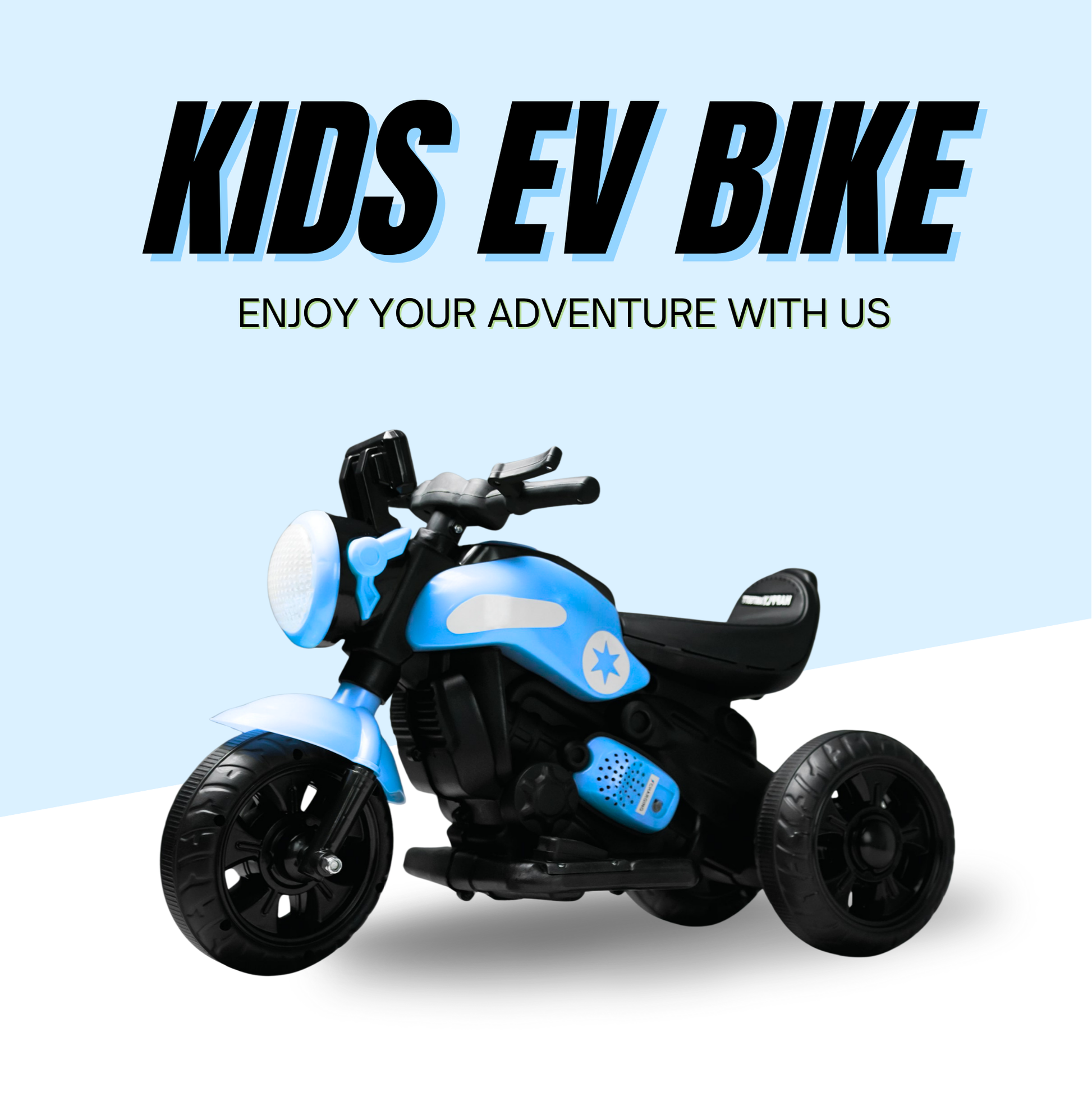Keppz Yellow Battery Operated Ride-On Bike for Kids  With Headlight, Music & 3-Wheel Support. - Keppz