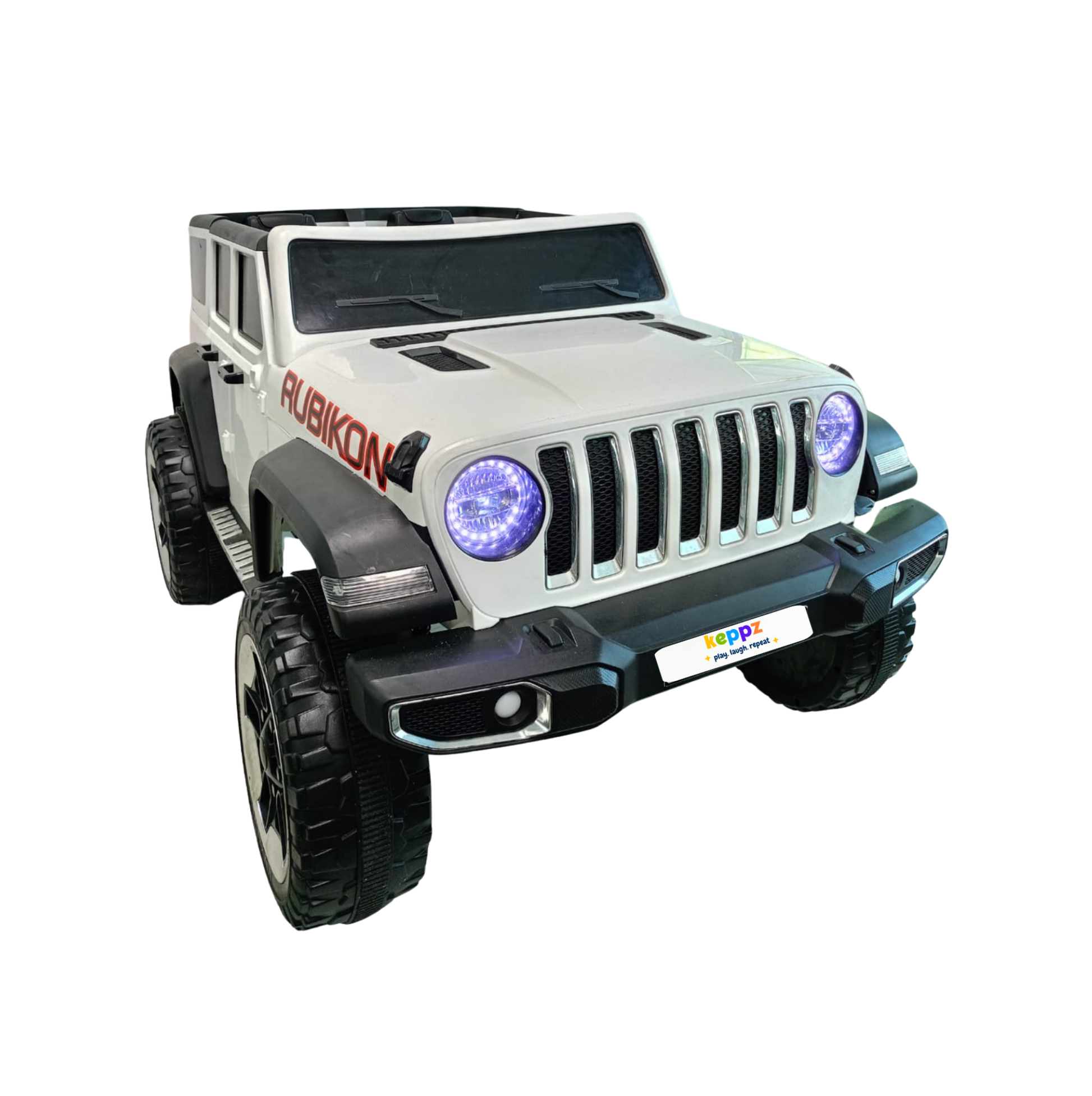 Keppz Battery Operated Jeep Style Ride-On Car with Double Doors, Remote Control & Music.