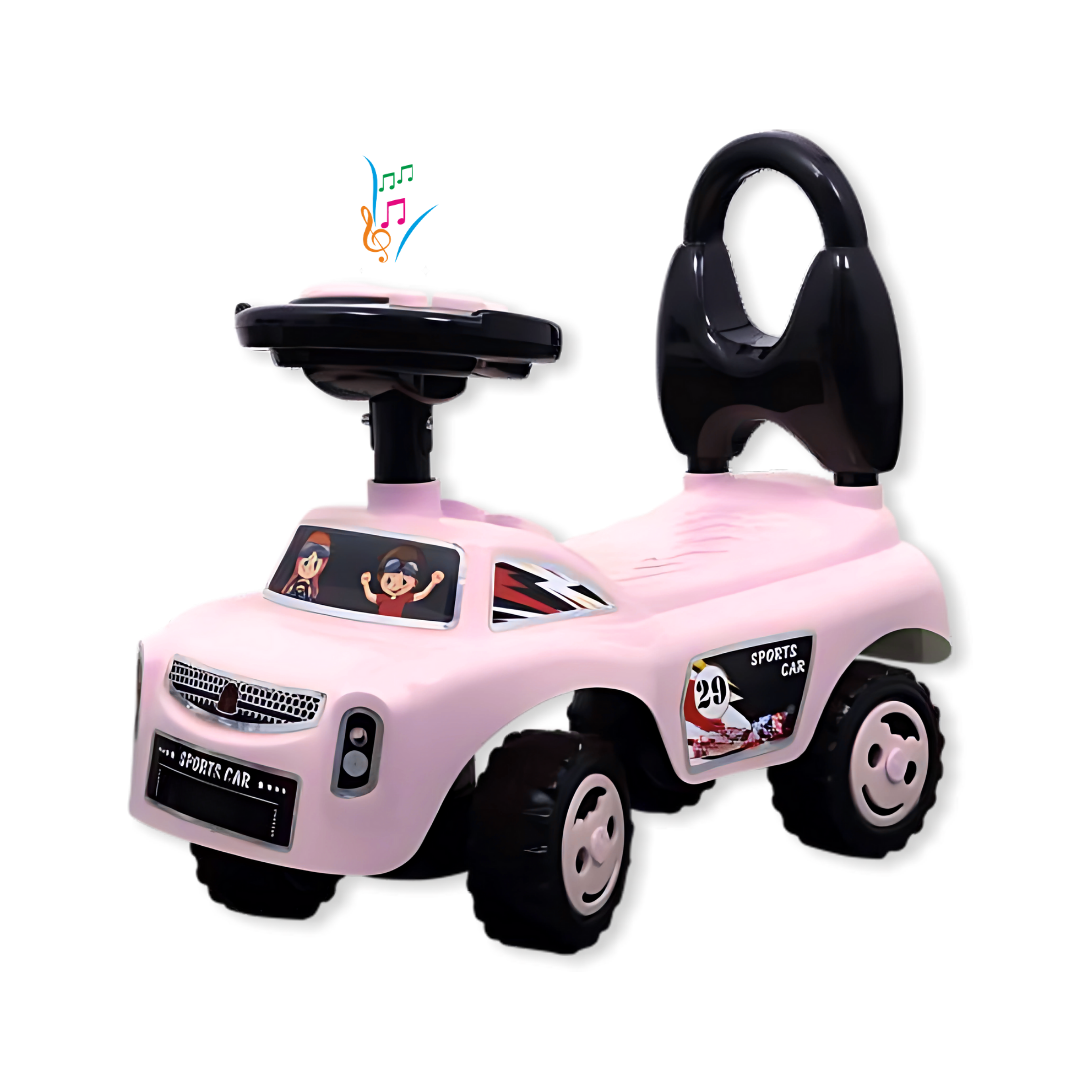 Keppz Musical Push Ride-On Sports Car for Kids  Mint Green & Black Foot-to-Floor Car with Steering Wheel & Backrest