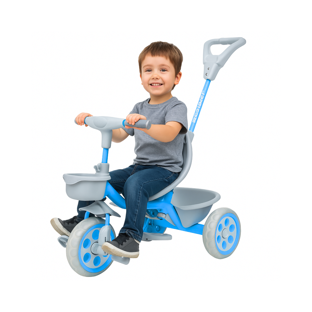Keppz Compact Kids Tricycle with Push Handle & Seat Belt  Lightweight Baby Trike for 1.5 Years with Storage Basket. - Keppz