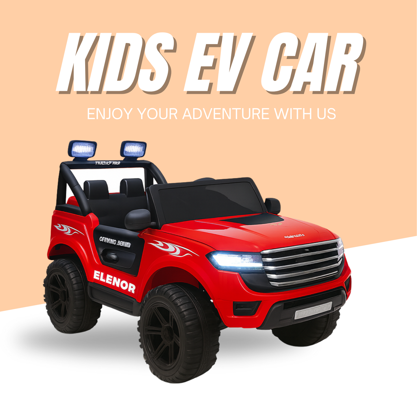 Keppz Kids Electric Ride-On Jeep  12V Battery Powered with Dual Seats & LED Lights. - Keppz