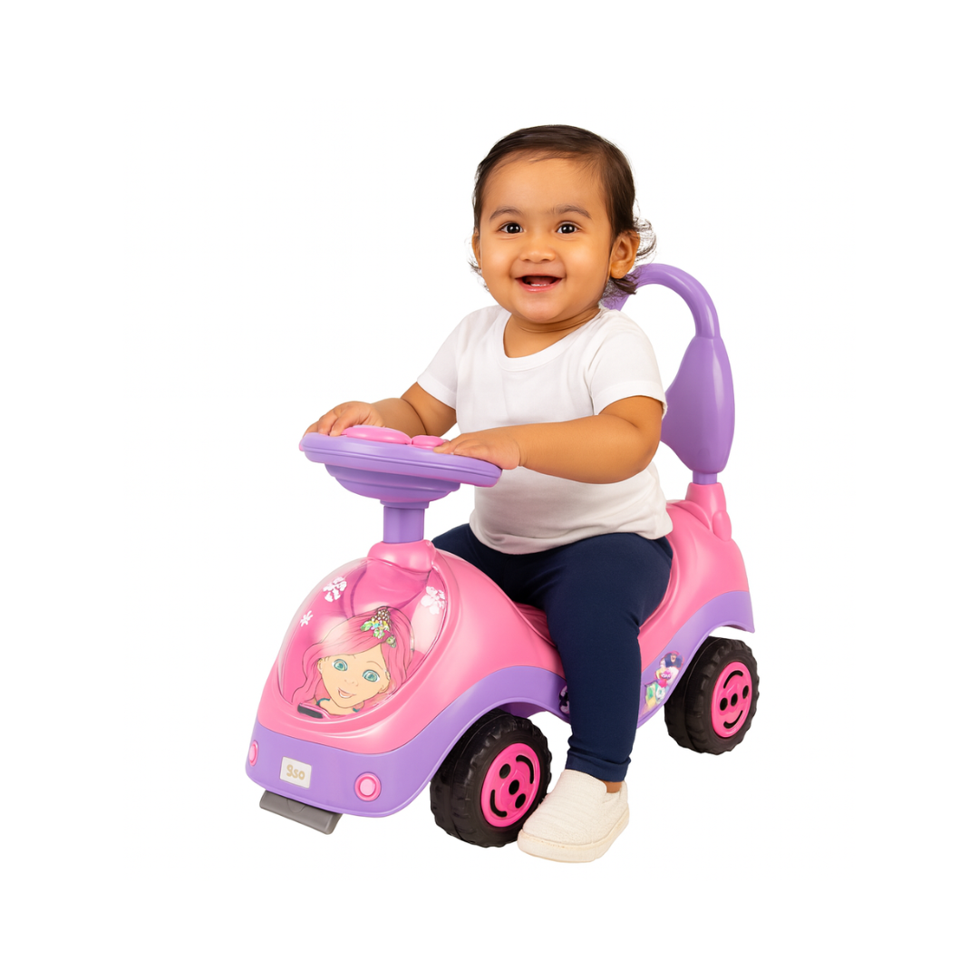 Keppz Musical Push Ride-On Car for Kids Foot-to-Floor Car with Steering Wheel & Backrest. - Keppz