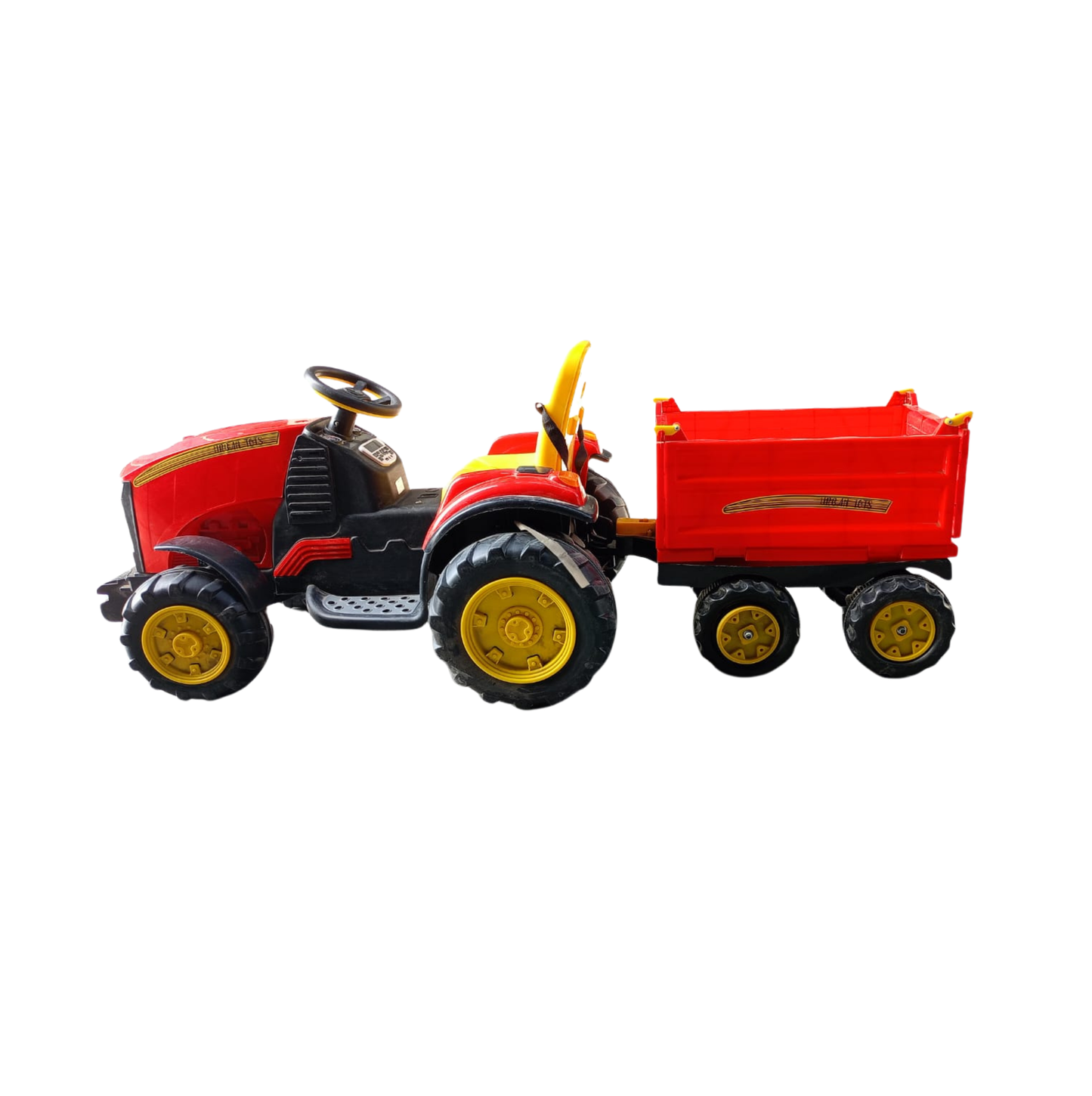 Keppz Kids Ride-On Tractor with Detachable Trailer, Steering Wheel, and Pedal Control. - Keppz