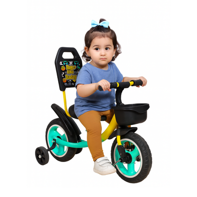 Keppz Yellow Battery Ride-On Bike Ã¢â‚¬â€œ Kids 3-Wheeler with Music & Light