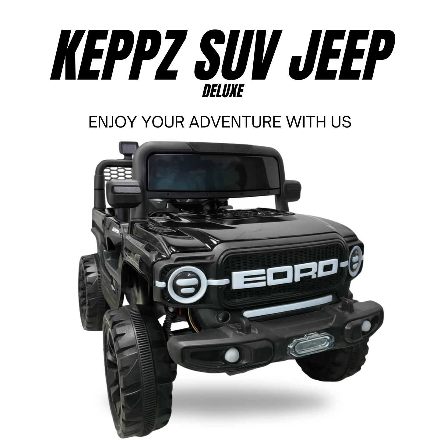 Keppz Red EORD Electric Ride-On Jeep for Kids  Dual Motor, LED Lights, Music System. - Keppz