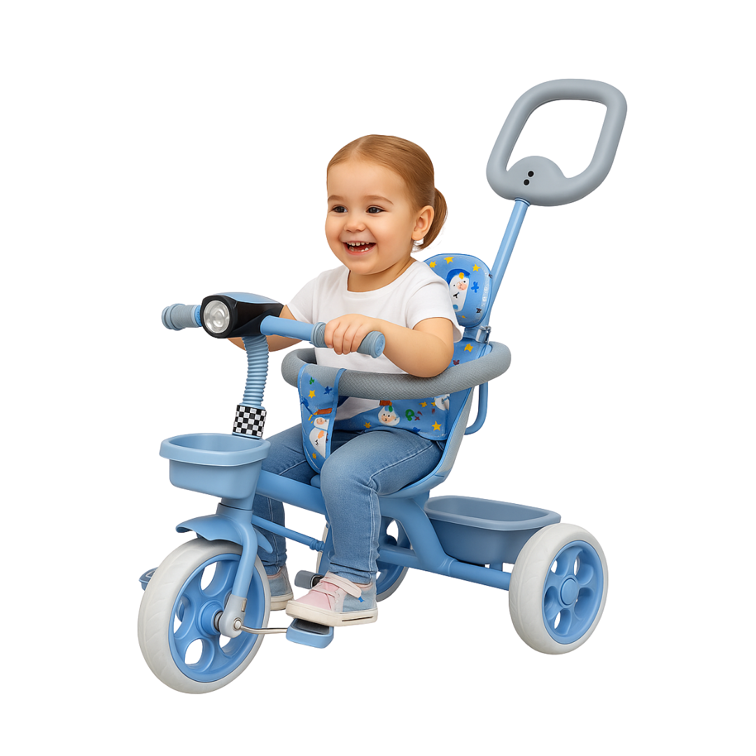 Keppz Cute Baby Tricycle for Kids  Adjustable Handle, Storage Basket & Cushioned Seat - Keppz