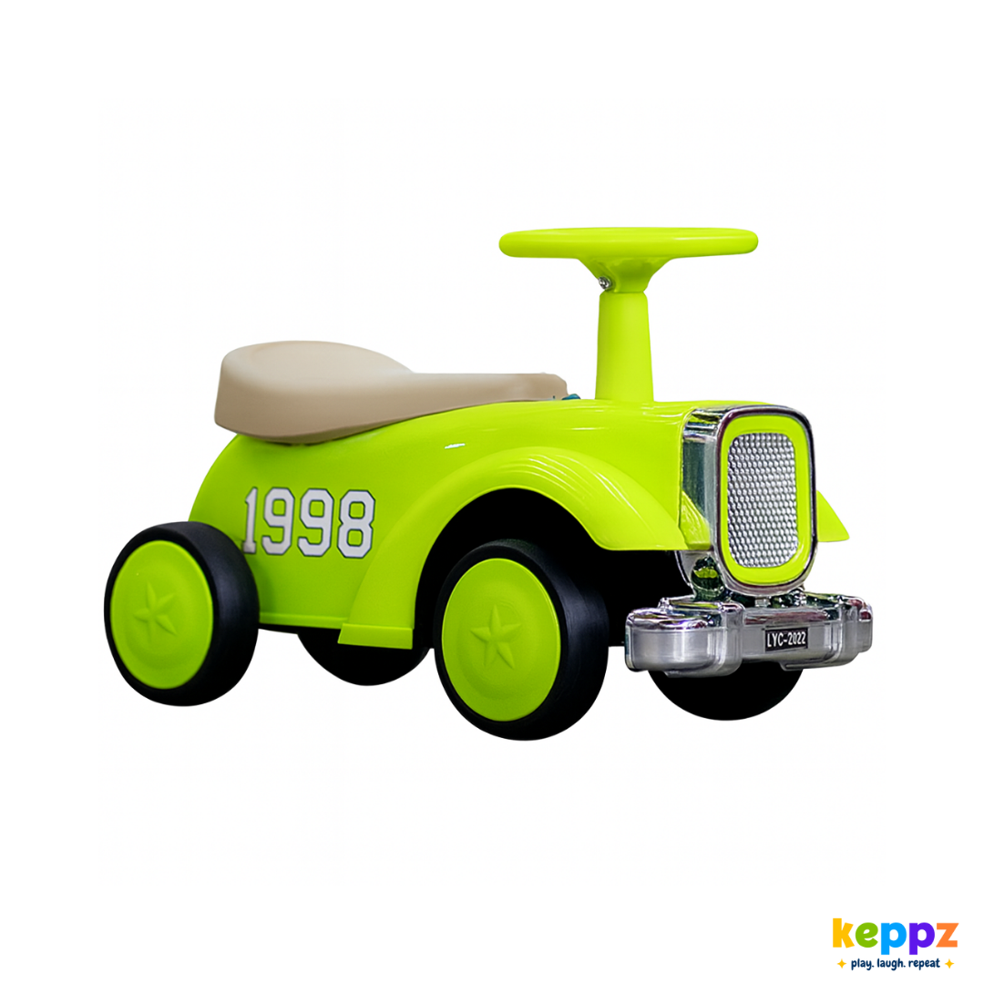 Keppz Vintage Ride-On Push Car for Kids  Classic Cream with Chrome Grille & Smooth Steering. - Keppz