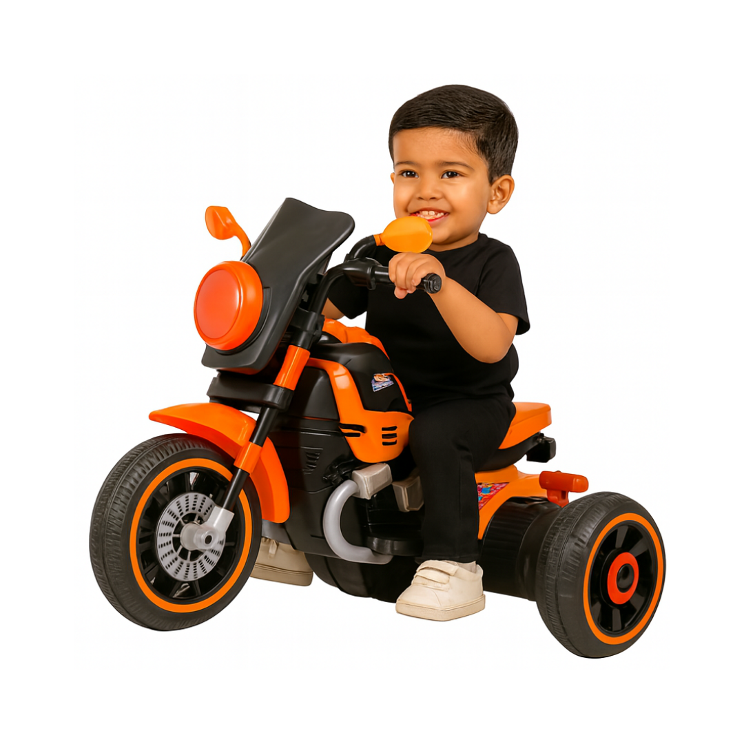 Keppz Battery Operated Ride-On Sports Bike for Kids  Red Trike with Lights & Music. - Keppz