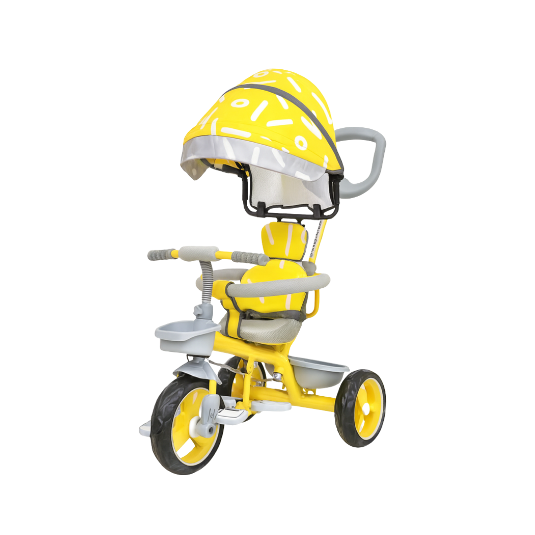 Keppz Stylish Kids Tricycle with Printed Canopy & Safety Belt  Baby Trike with Push Handle & Storage Basket for 1.5 Years. - Keppz