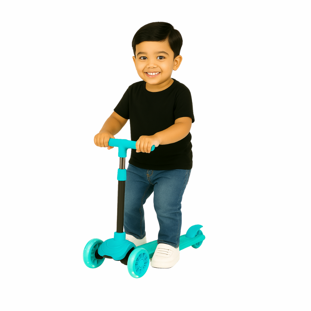 Keppz Kids 3-Wheel LED Scooter with Adjustable Height, Anti-Rust Aluminium Handle, and Brake Pedal. - Keppz