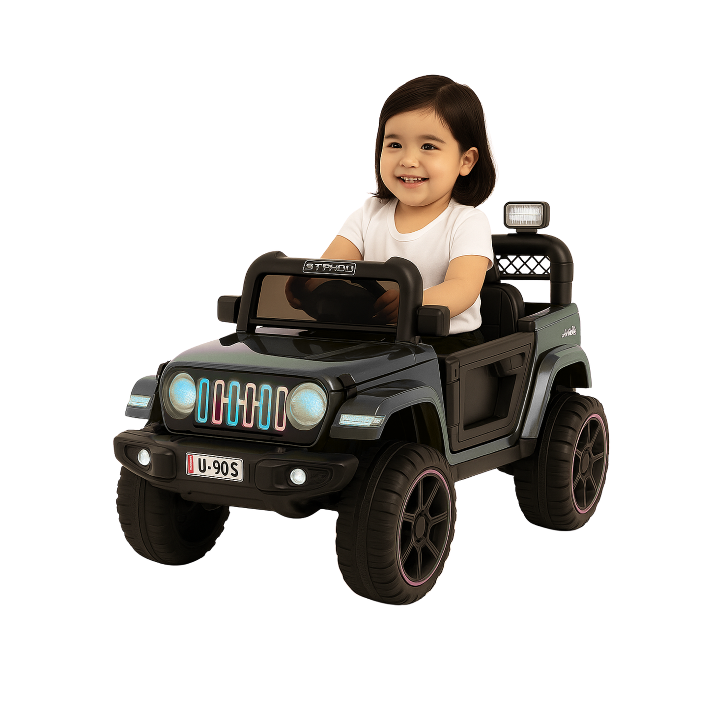 Keepz Kids Electric Ride-On Jeep 4x4 with Music, Lights & Remote Control. Rechargeable Battery Powered Toy Car