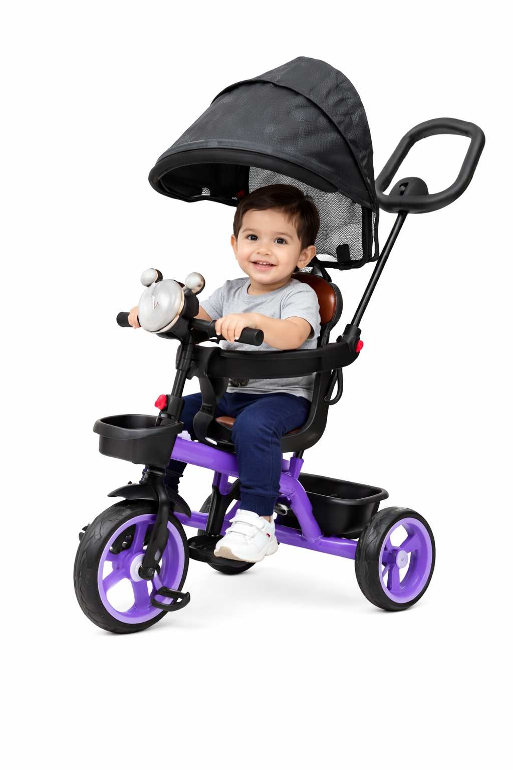 Keppz Premium Kids Tricycle with Canopy & Parent Handle  Foldable Baby Trike for 1.5 Years with Seat & Storage Basket.