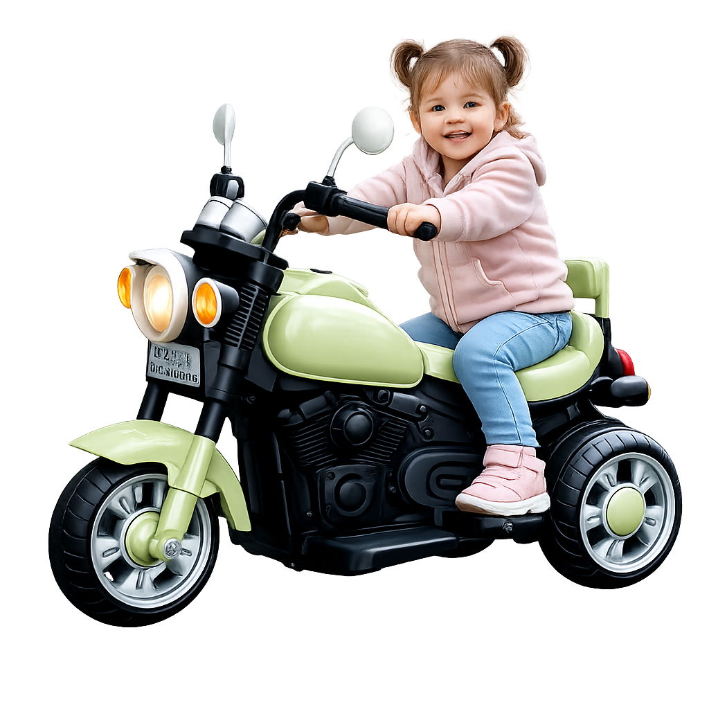 Keppz Vintage Style Battery Operated Ride-On Bike for Kids with Music & Lights.