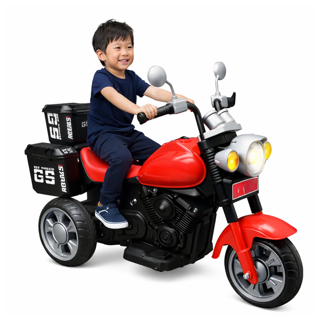 Keppz Harley Style Battery Operated Ride-On Bike for Kids with LED Light & Music.