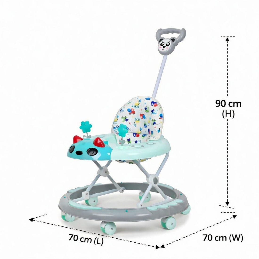 Keppz Baby Walker with Push Handle, Musical Toy Panel & 360° Smooth Wheels.