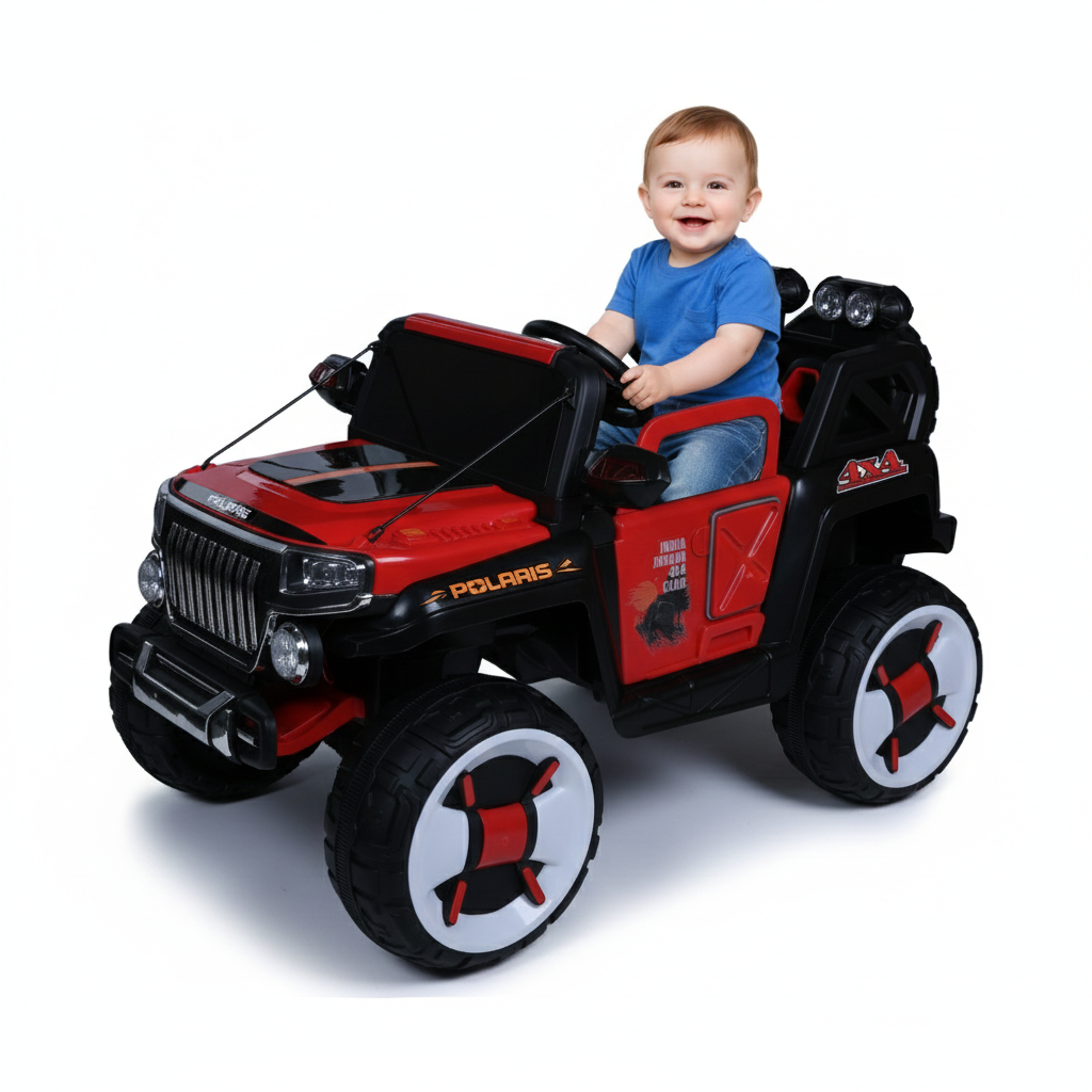 Keppz Polaris 4x4 Kids Ride-On Jeep with LED Lights, Music, and Rechargeable Battery.