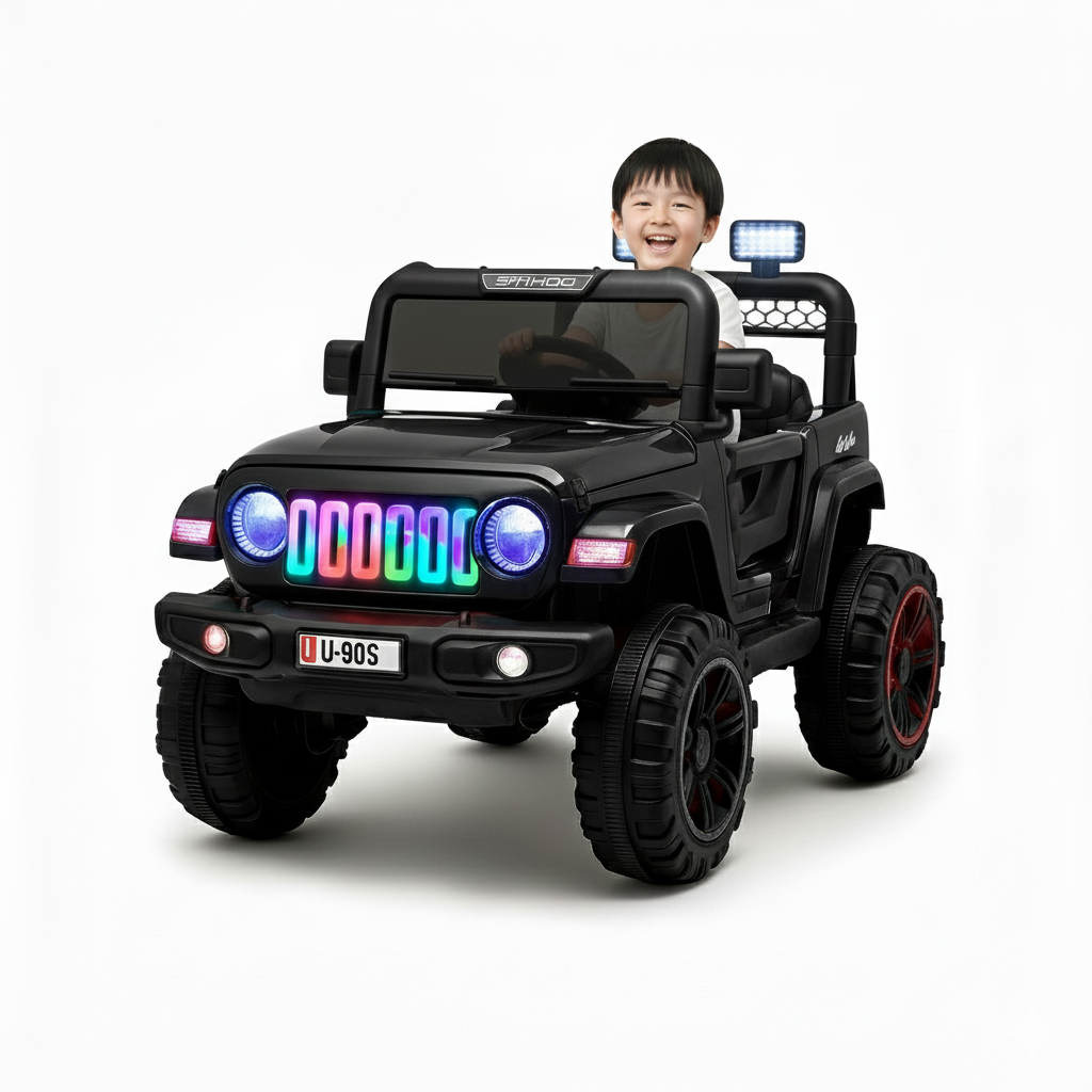 Keepz Kids Electric Ride-On Jeep 4x4 with Music, Lights & Remote Control. Rechargeable Battery Powered Toy Car