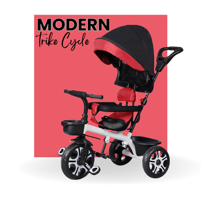 Keppz 3-in-1 Luxury Baby Trike with Canopy, Red & Black Tricycle - Keppz