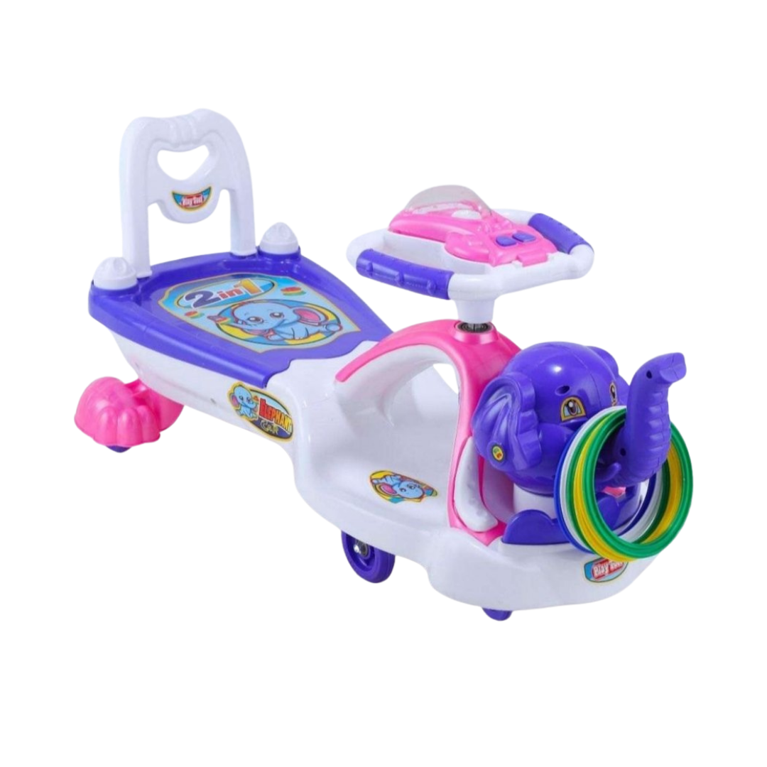 Keppz Elephant 2-in-1 Ride-On Push Car with Ring Game & Steering Wheel.