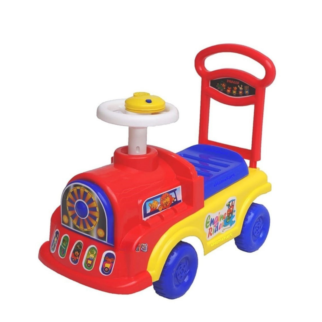 Keppz Kids Engine Ride-On Toy with Steering Wheel, Music & Backrest Handle.