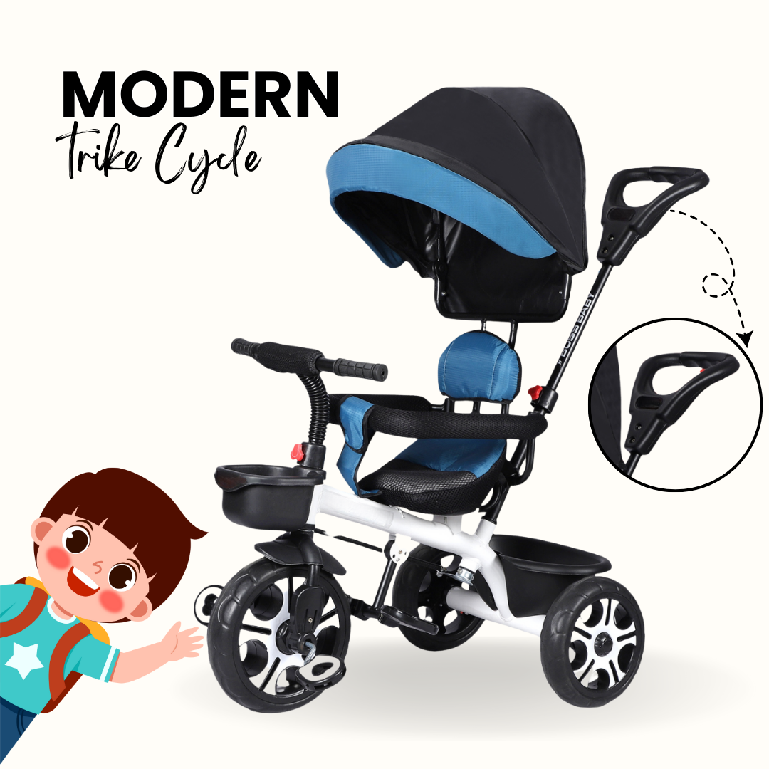 Keppz 3-in-1 Luxury Baby Trike with Canopy, Red & Black Tricycle - Keppz