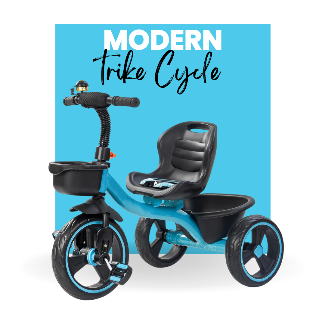 Keppz Kids Pedal Tricycle with Bell, Ergonomic Seat, and Rear Storage Basket. - Keppz